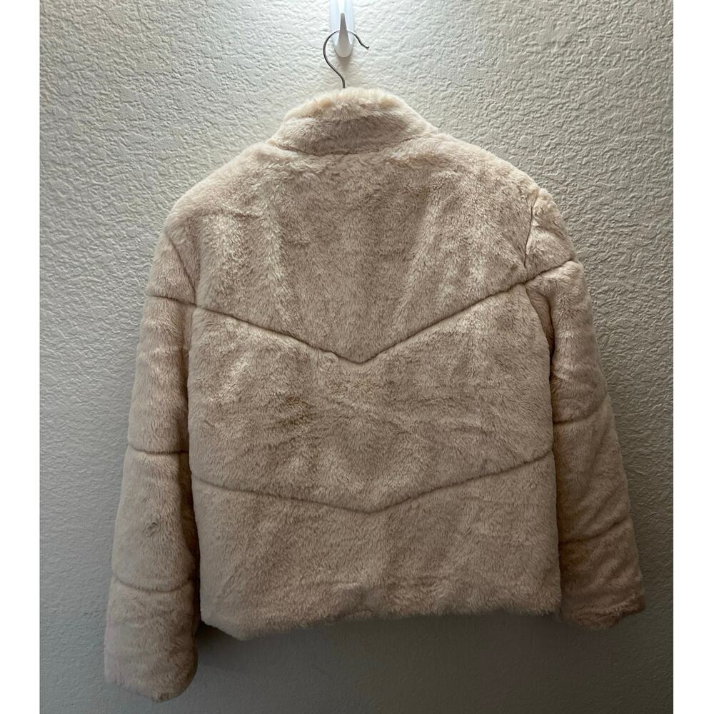 Ambiance Faux Fur Jacket Size L Cream Plush Cozy Fitted Winter Coat Soft Girl - Picture 6 of 7